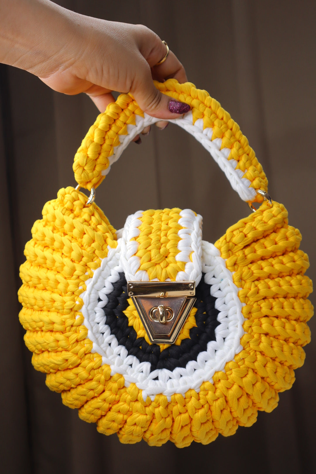 Yellow Evil Eye Shell Bag