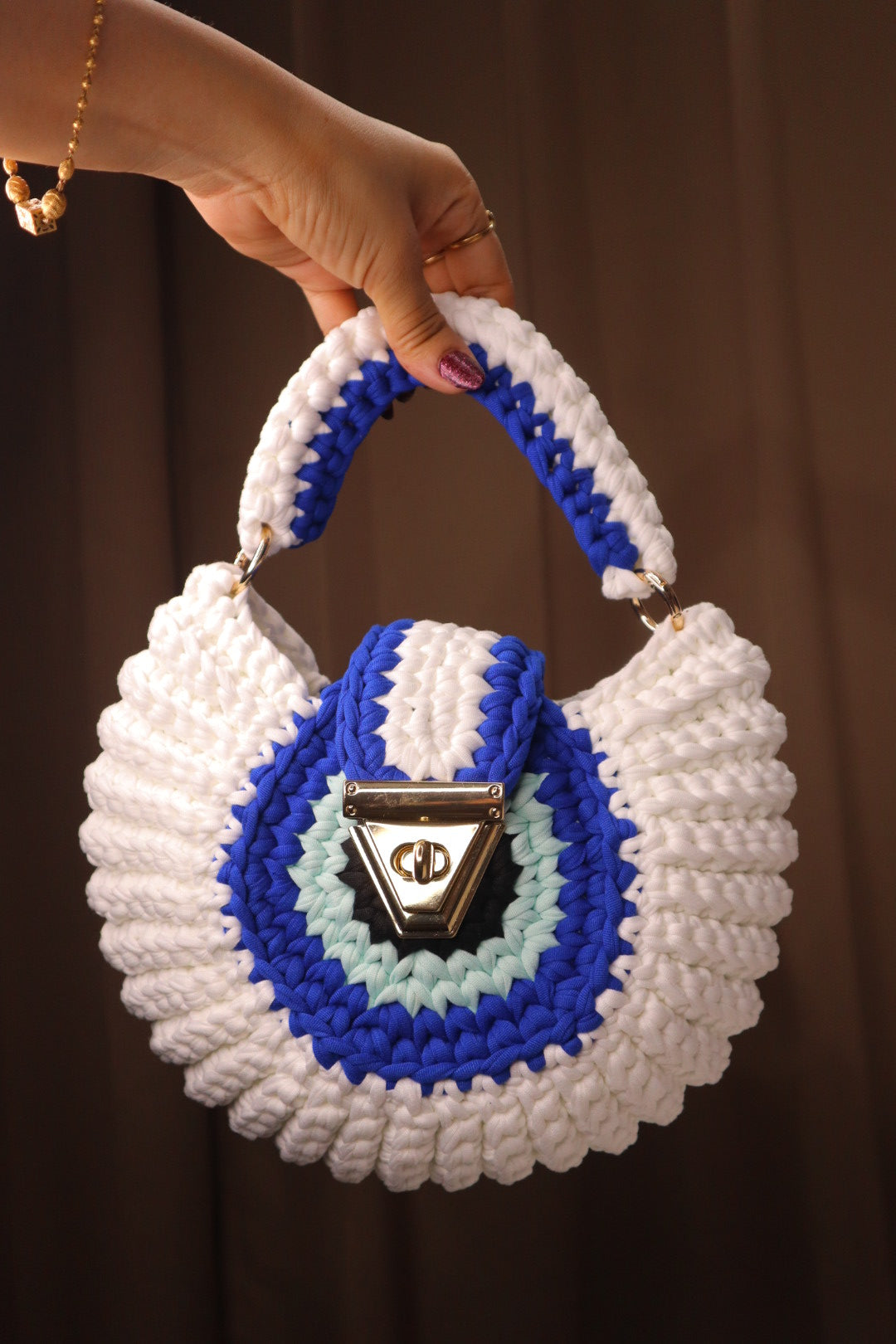 White Evil Eye Shell Bag
