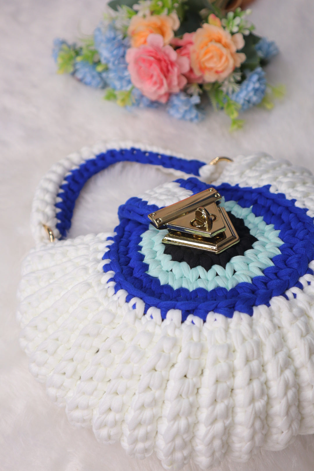 White Evil Eye Shell Bag