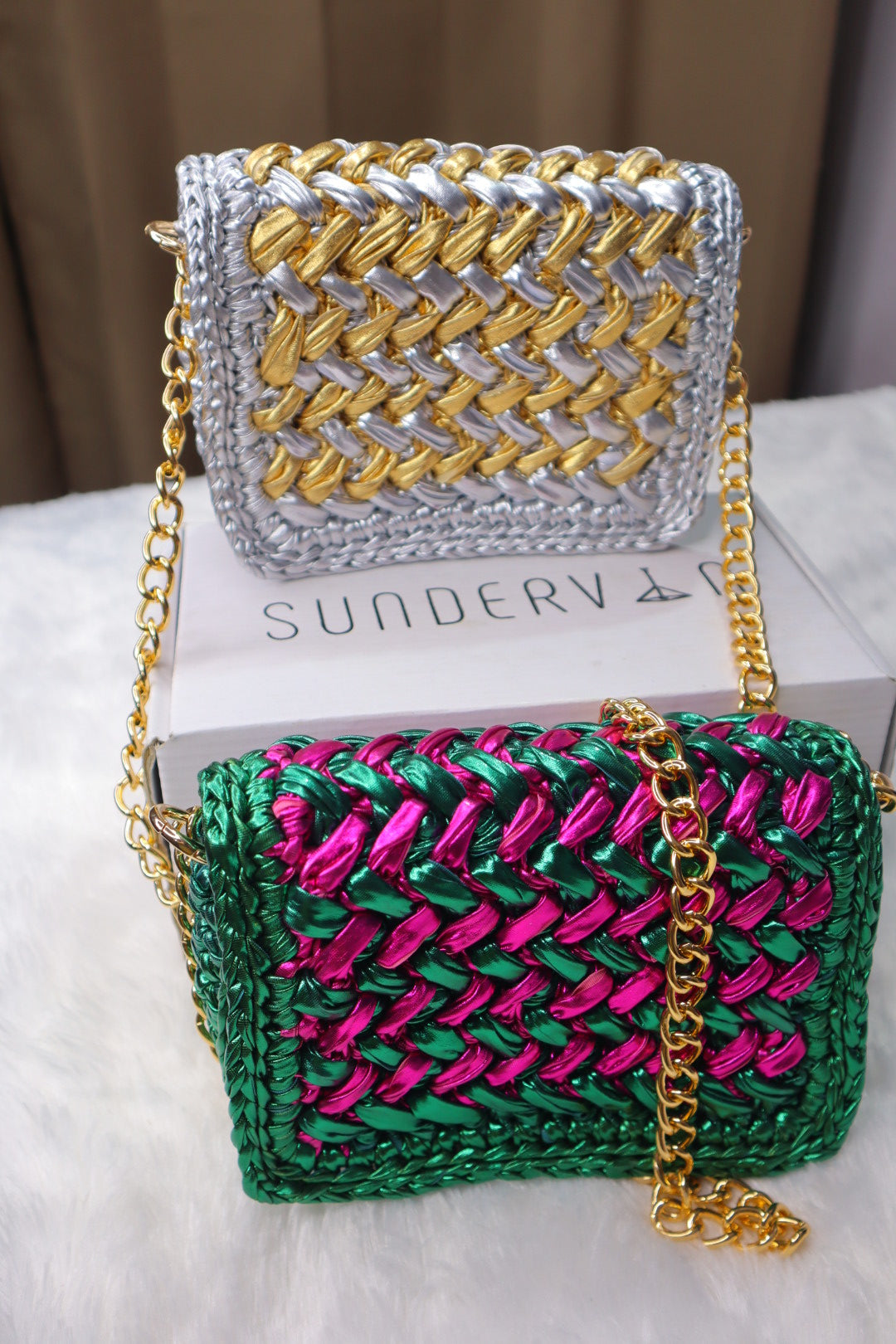 Waffle Green and Pink Bag