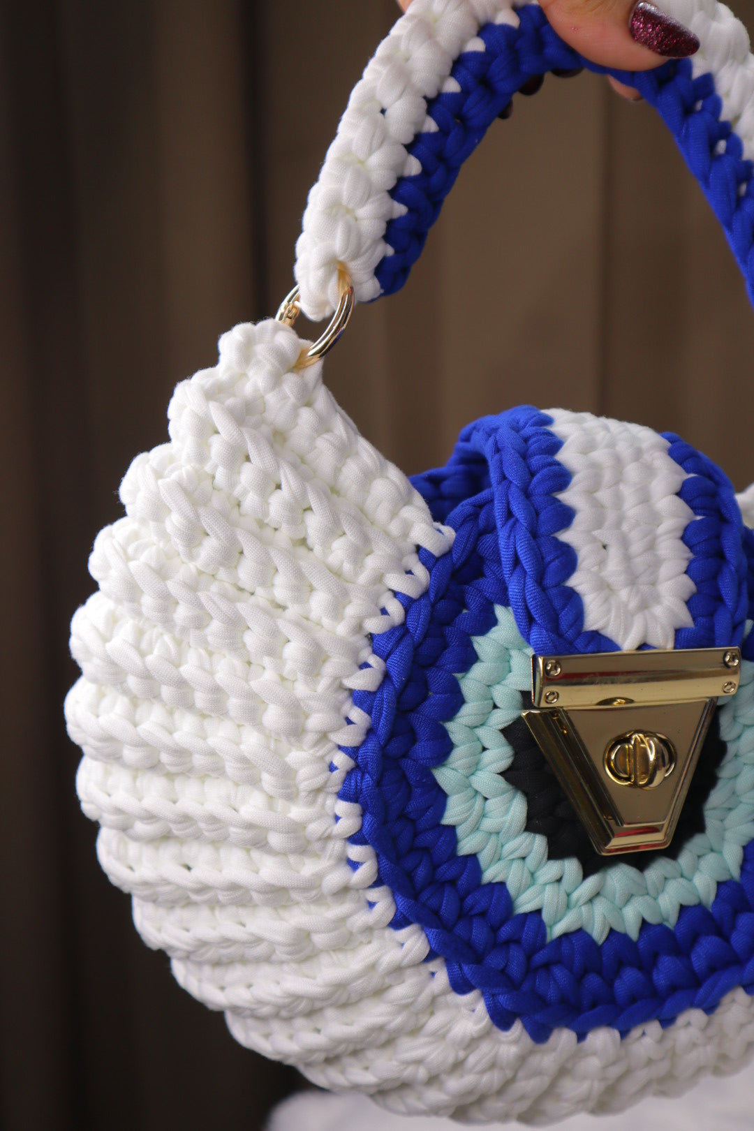 White Evil Eye Shell Bag