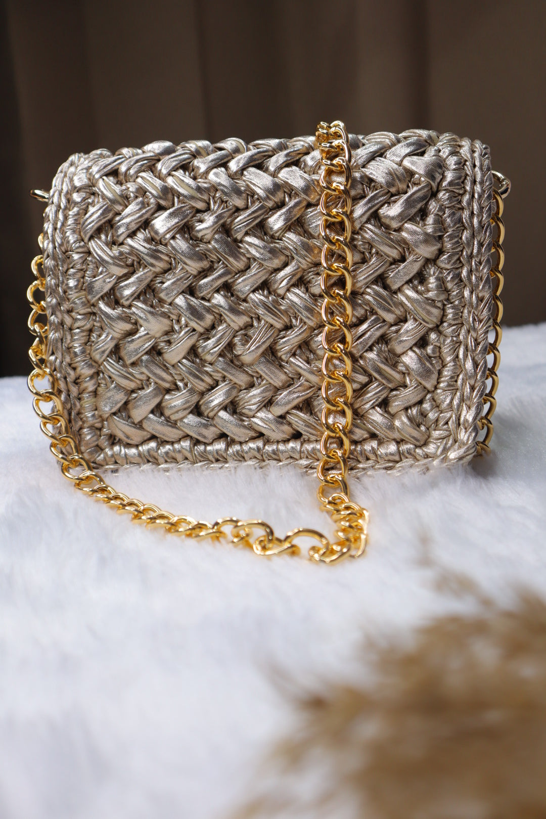 Waffle Champagne Gold Bag