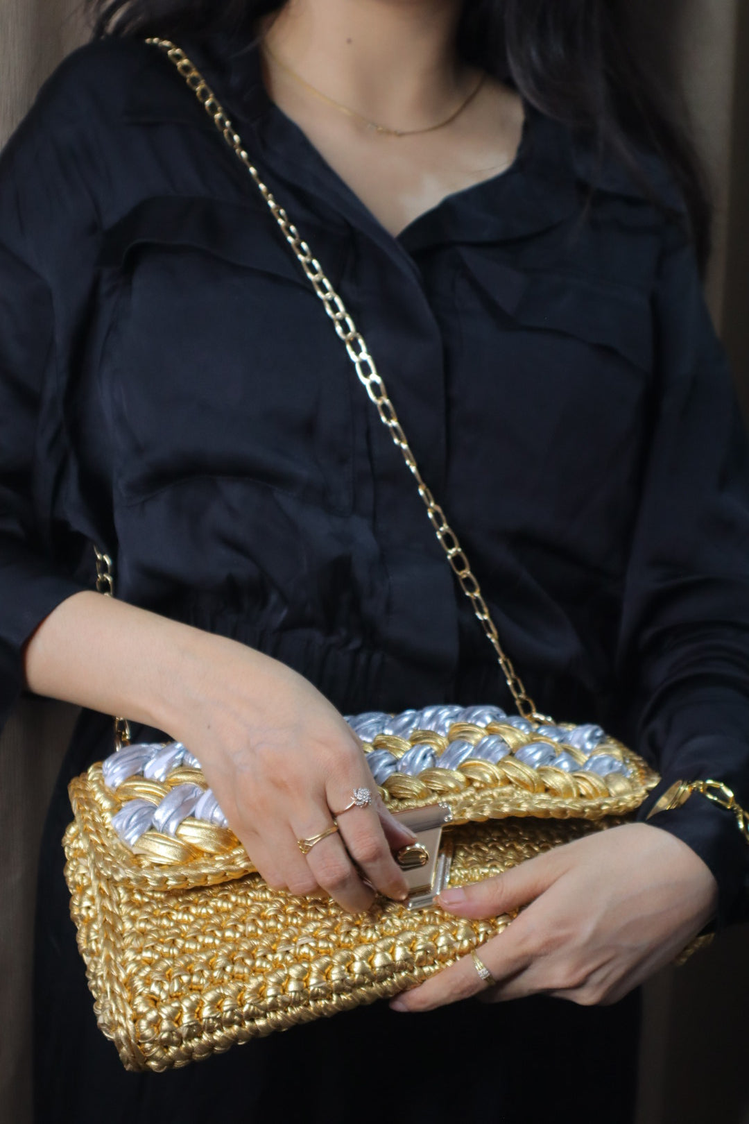 Gold & Silver Grand Crochet Clutch