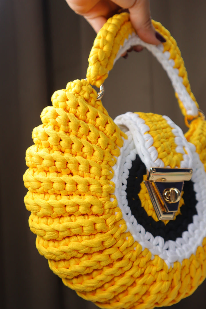 Yellow Evil Eye Shell Bag