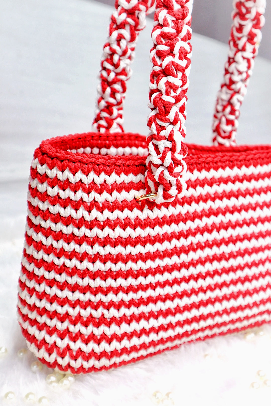 Cherry Candy Stripe Tote Bag