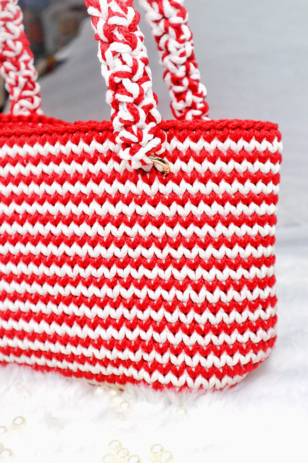 Cherry Candy Stripe Tote Bag