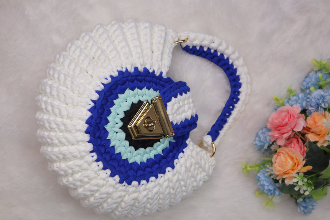 White Evil Eye Shell Bag