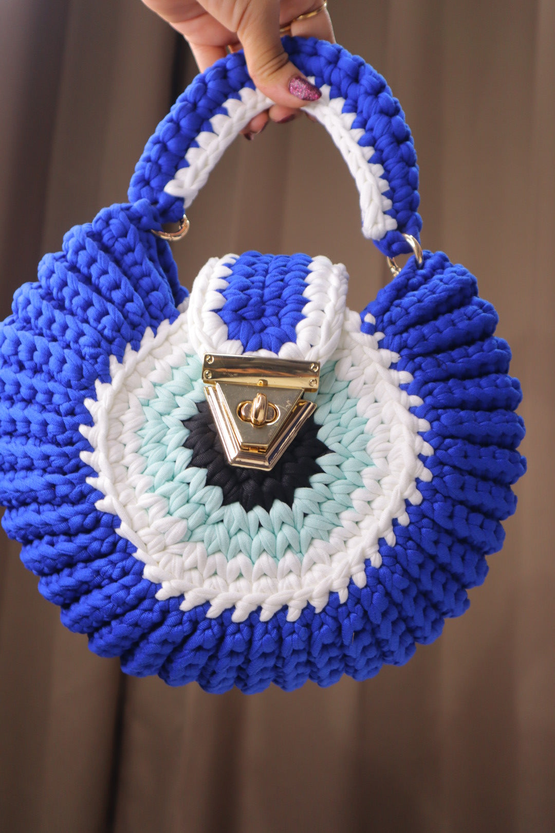 Blue Evil Eye Shell Bag