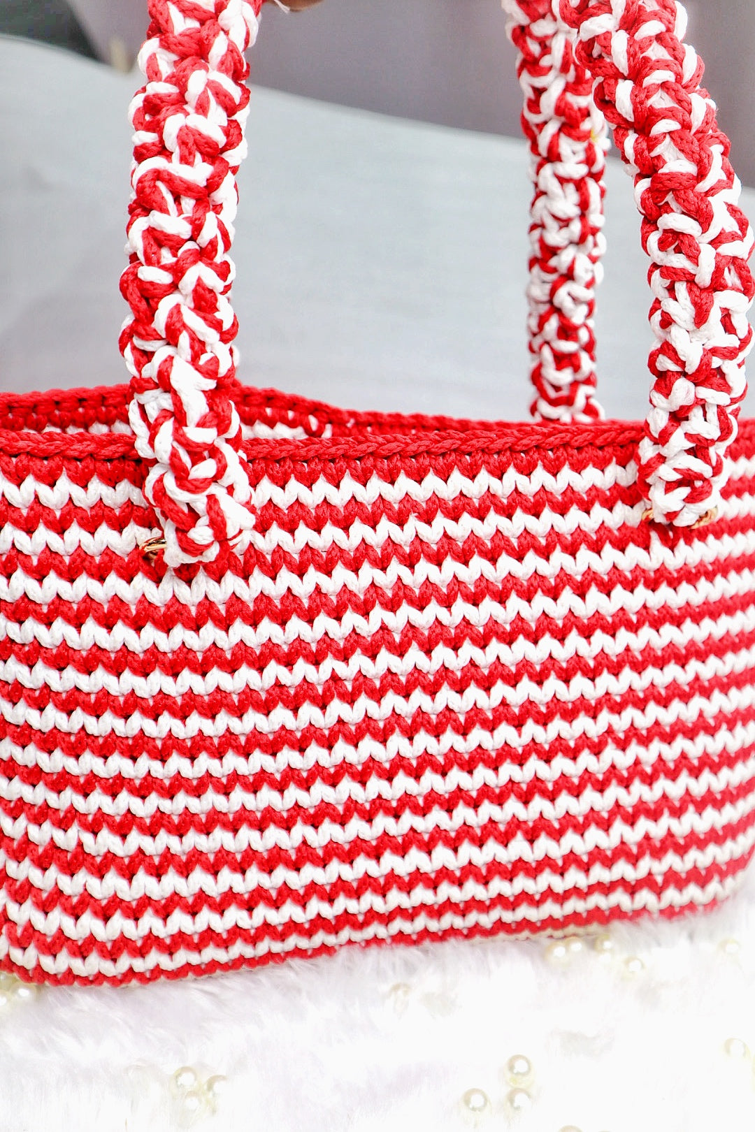 Cherry Candy Stripe Tote Bag