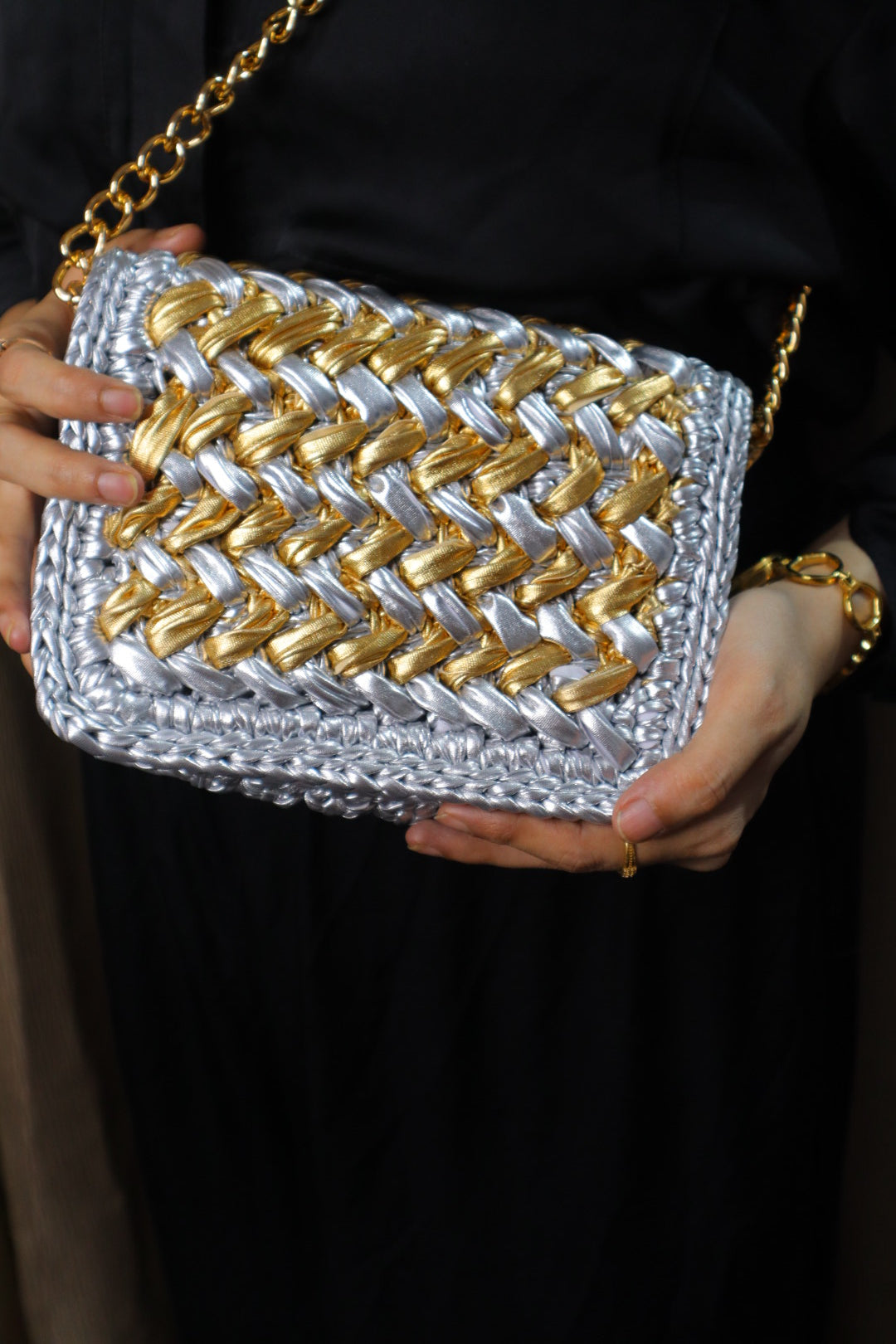 Waffle Silver and Golden Bag