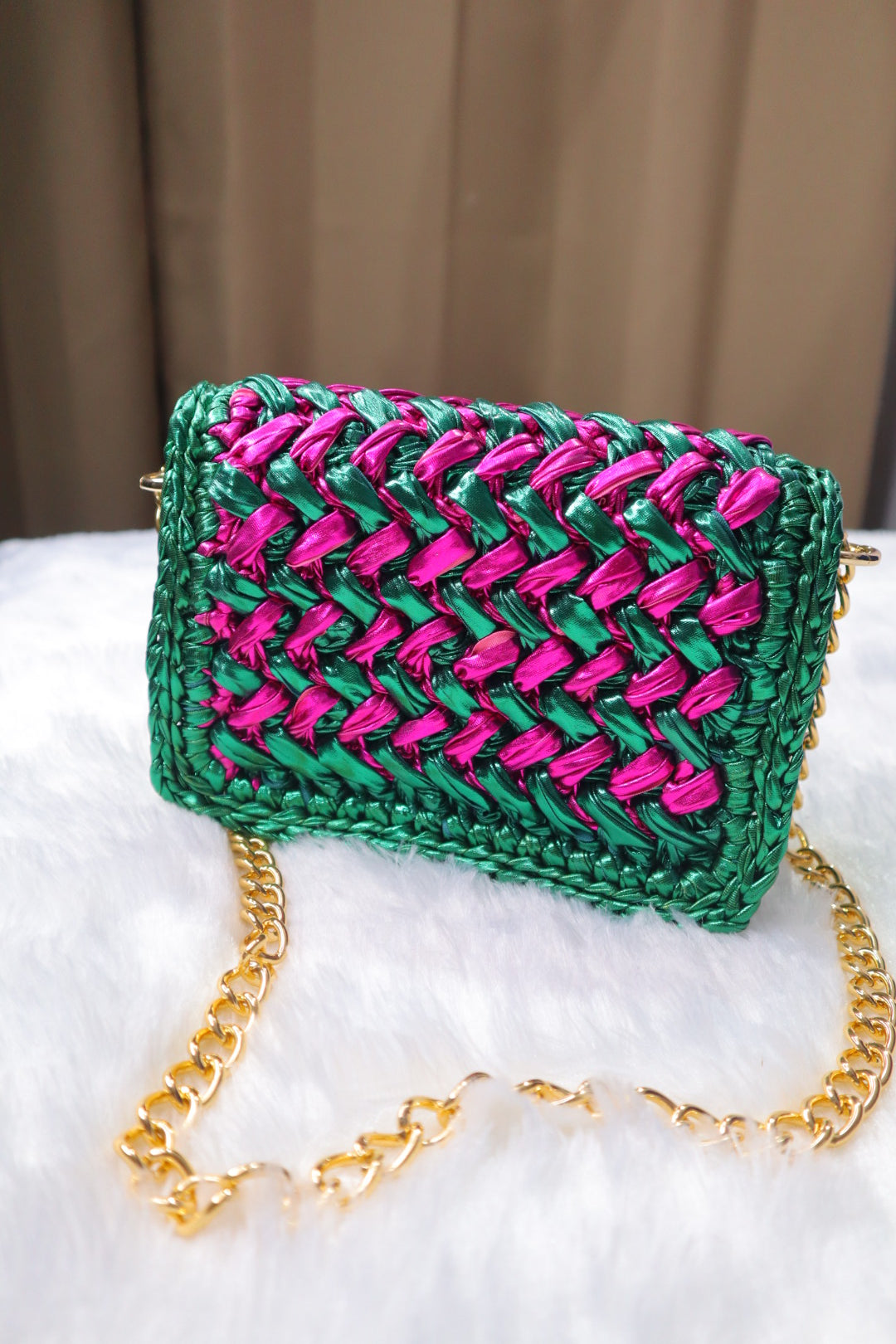 Waffle Green and Pink Bag