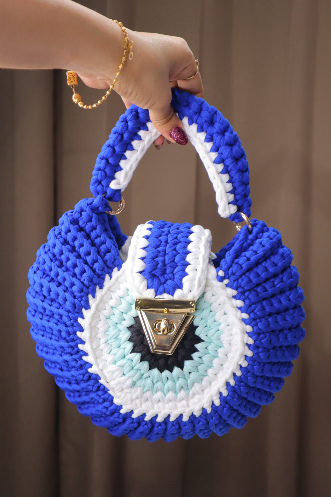 Blue Evil Eye Shell Bag