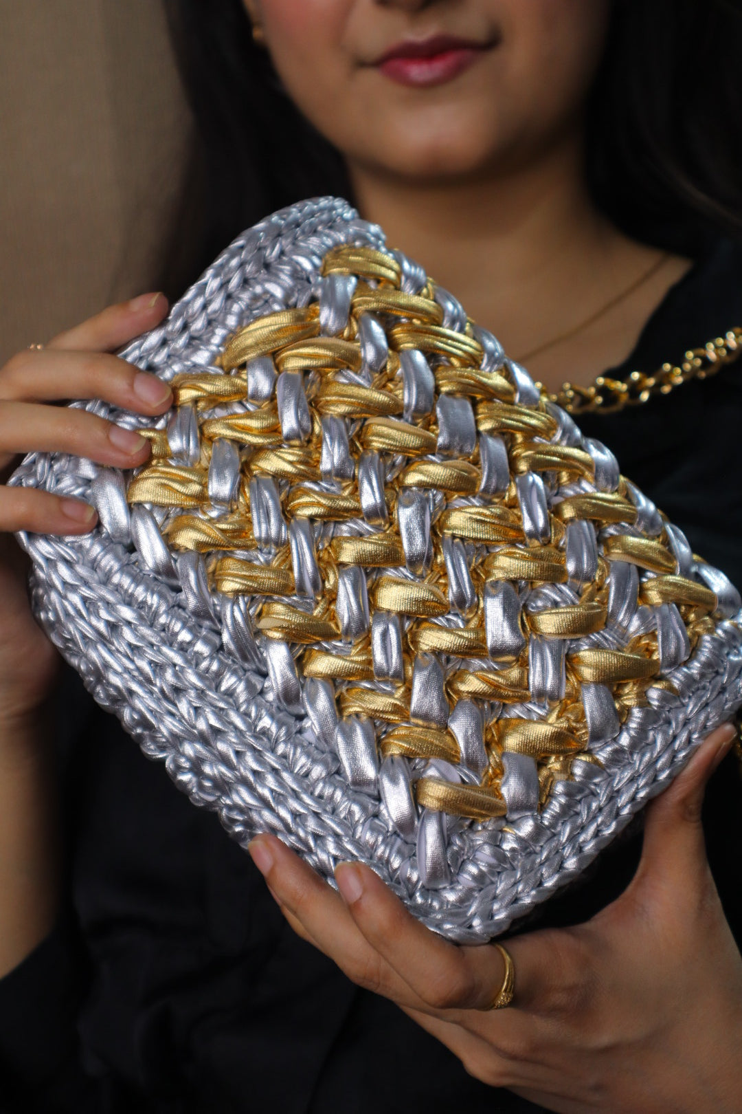 Waffle Silver and Golden Bag
