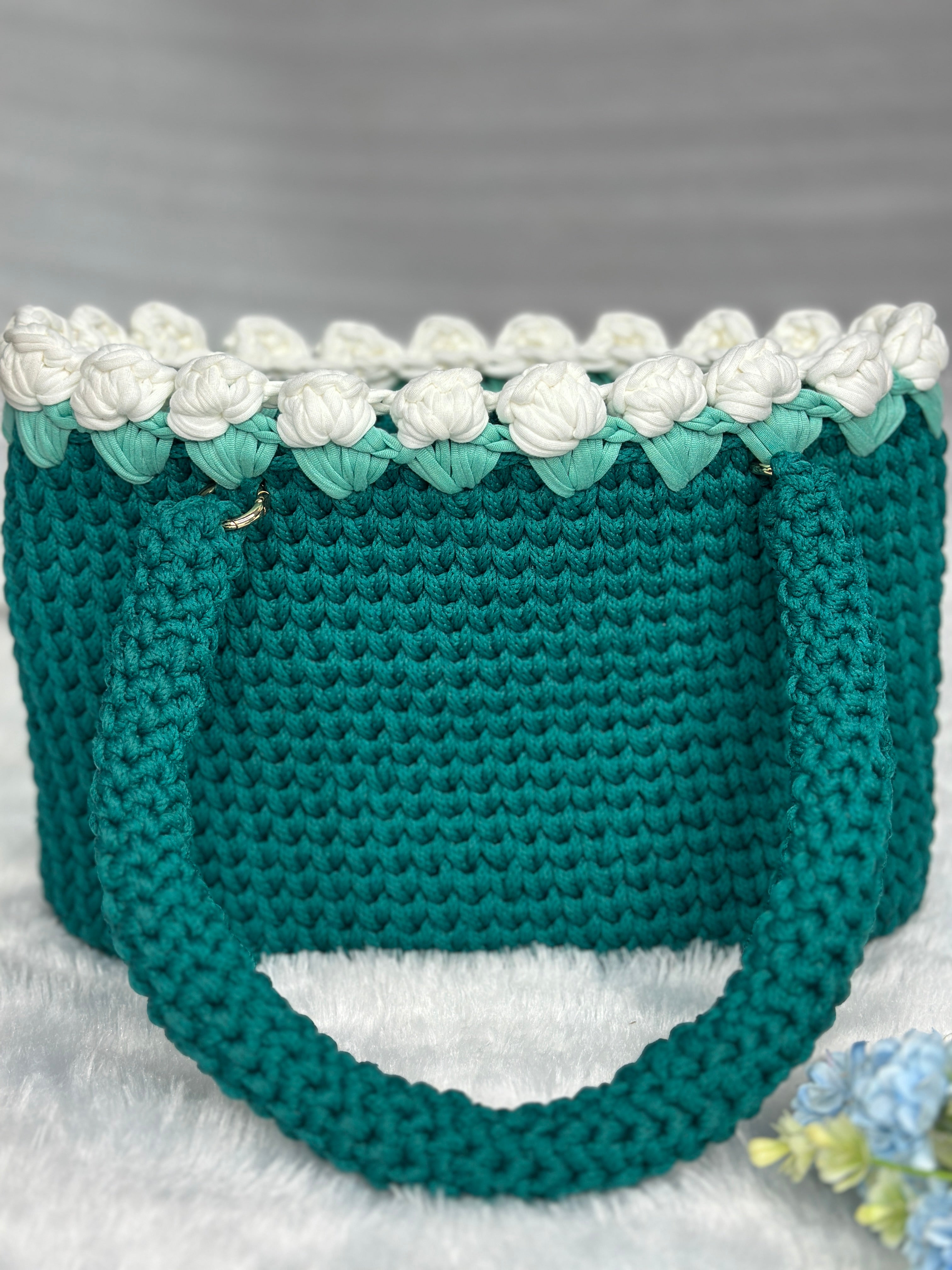 Emerald Tote with White Tulips