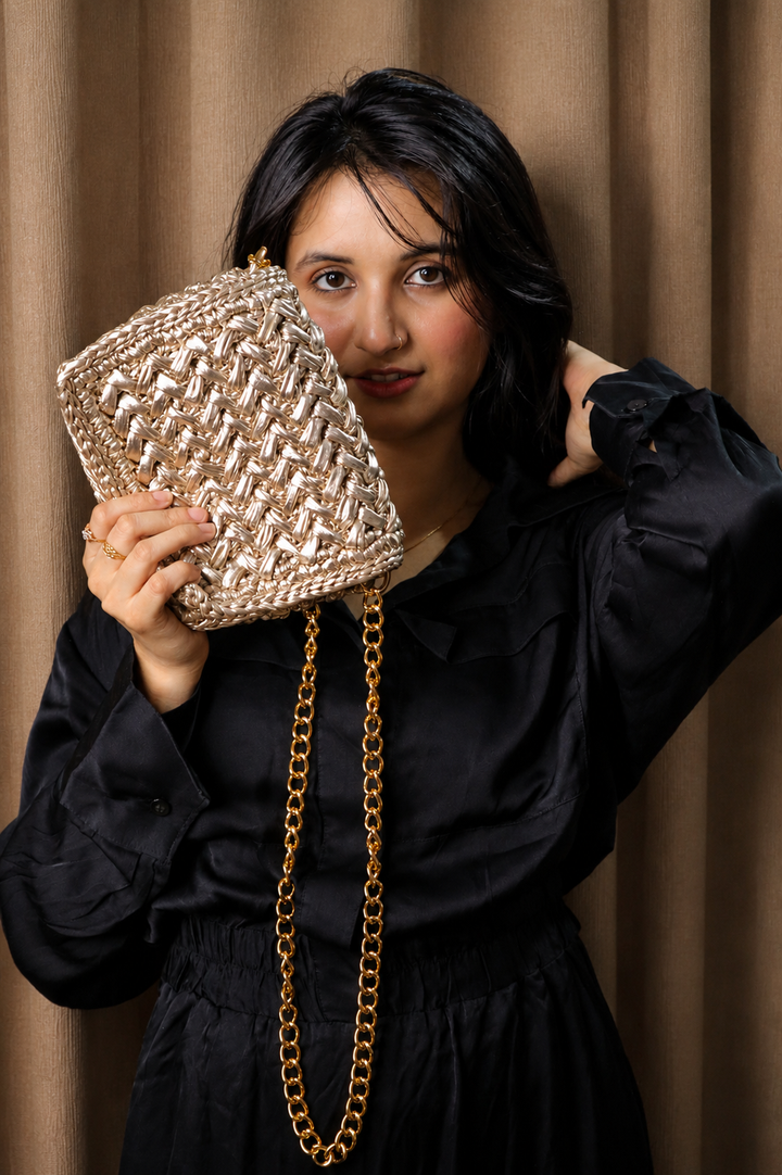 Waffle Champagne Gold Bag