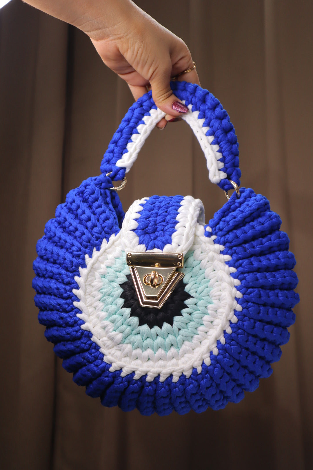 Blue Evil Eye Shell Bag