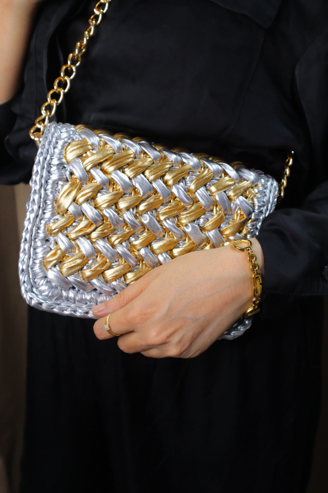 Waffle Silver and Golden Bag