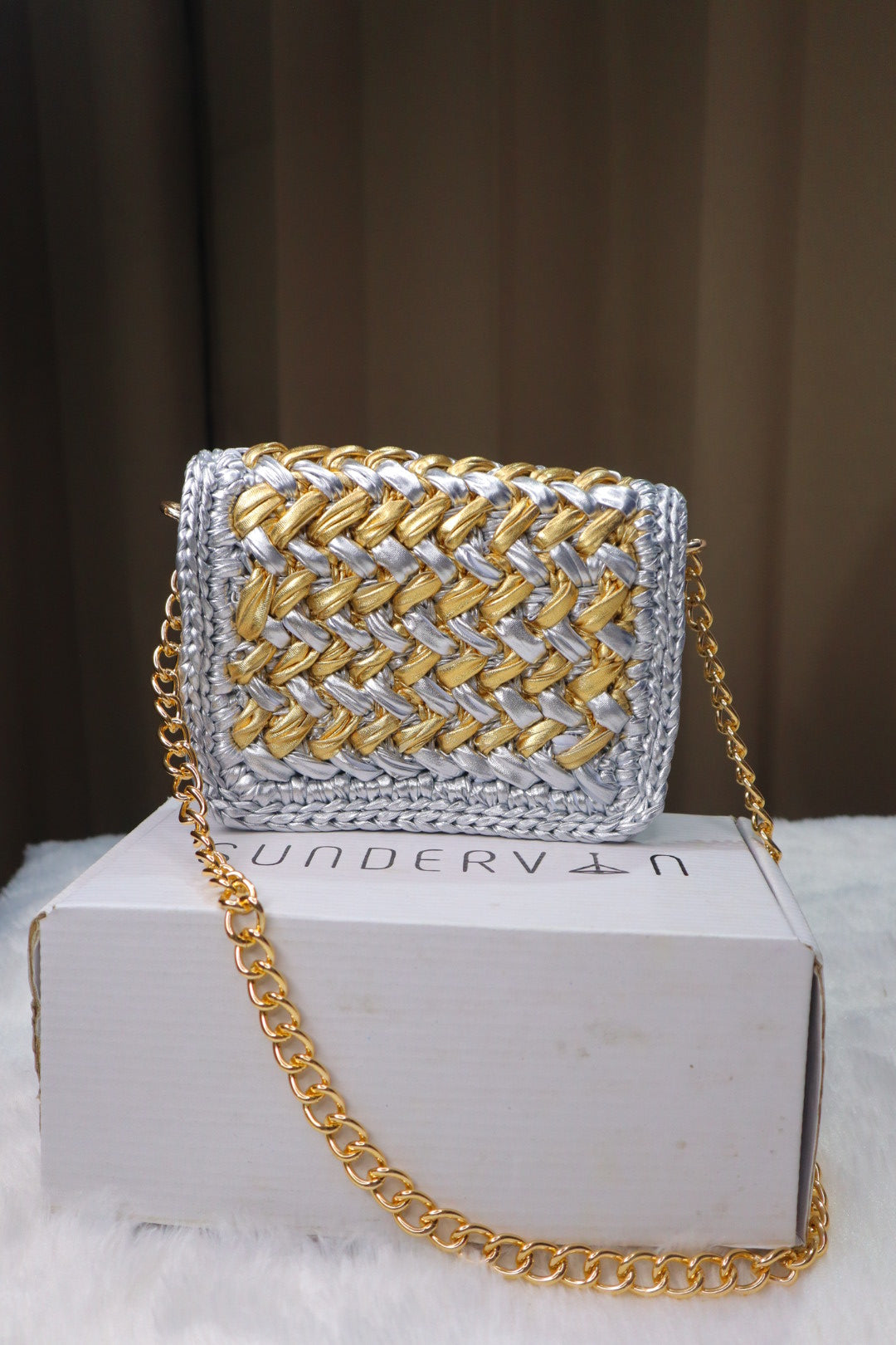 Waffle Silver and Golden Bag