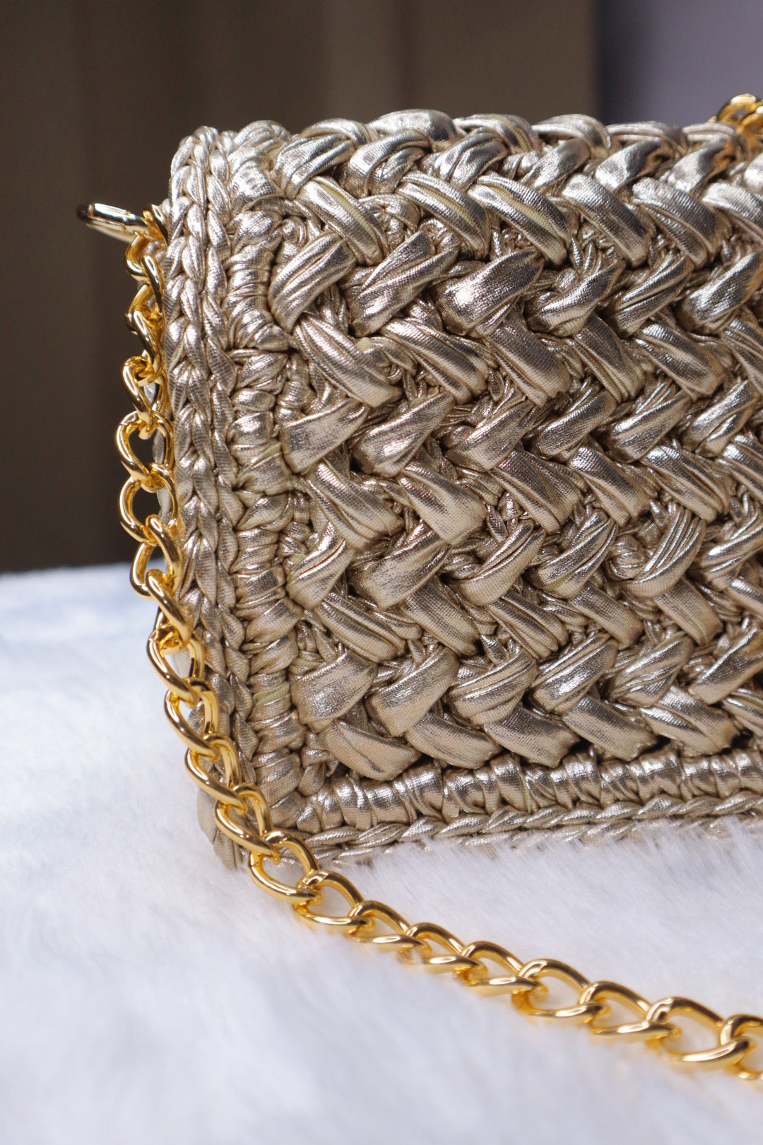 Waffle Champagne Gold Bag