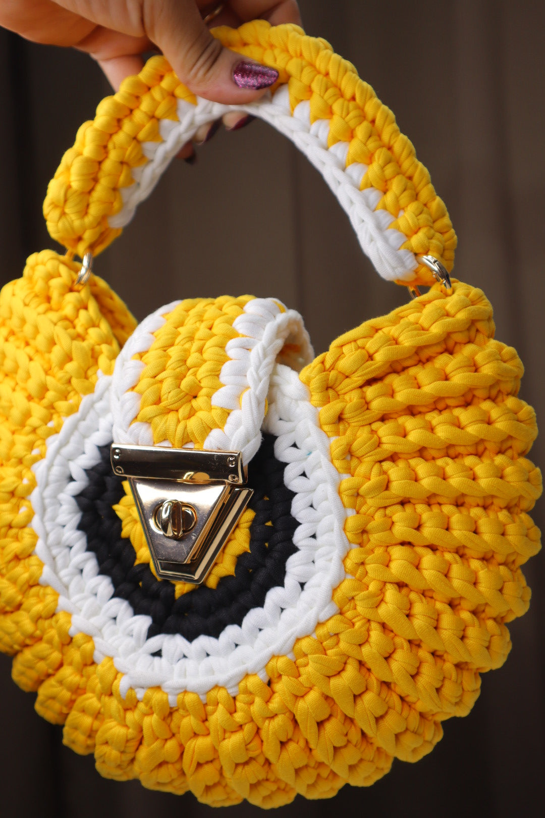 Yellow Evil Eye Shell Bag
