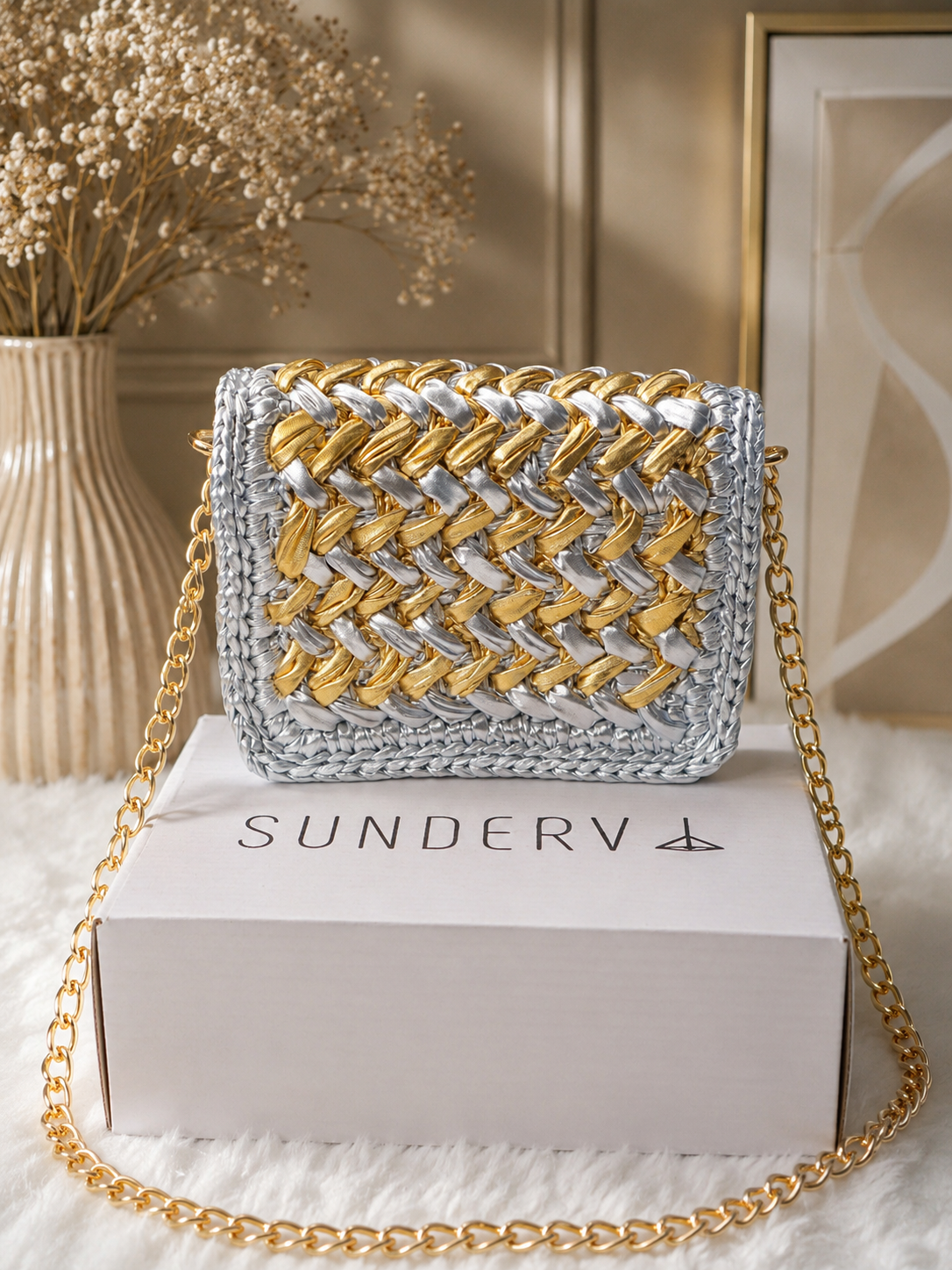 Waffle Silver and Golden Bag