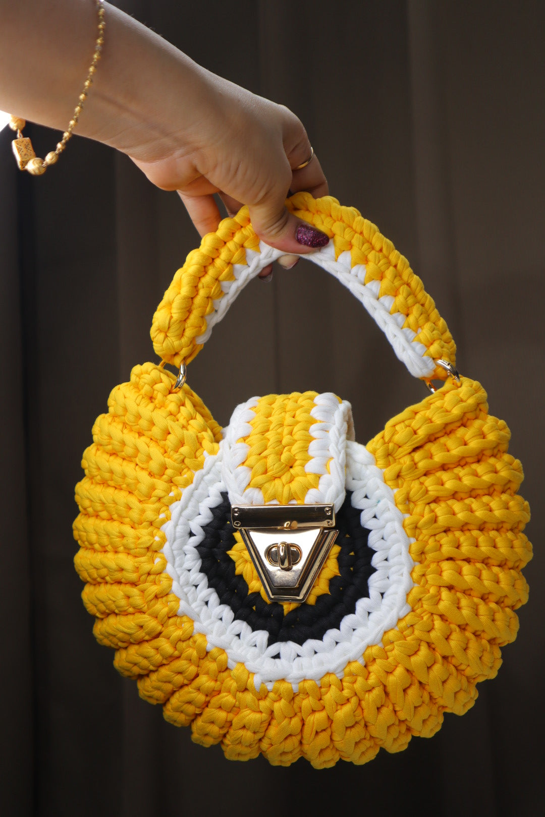 Yellow Evil Eye Shell Bag