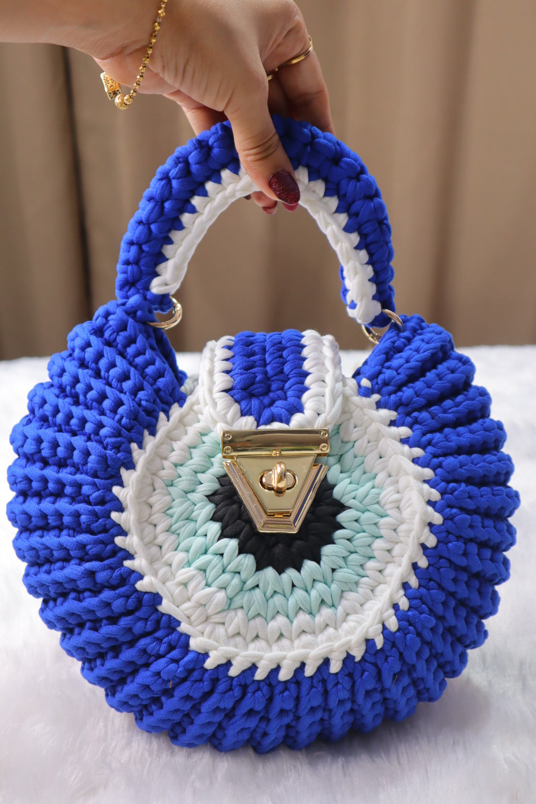 Blue Evil Eye Shell Bag