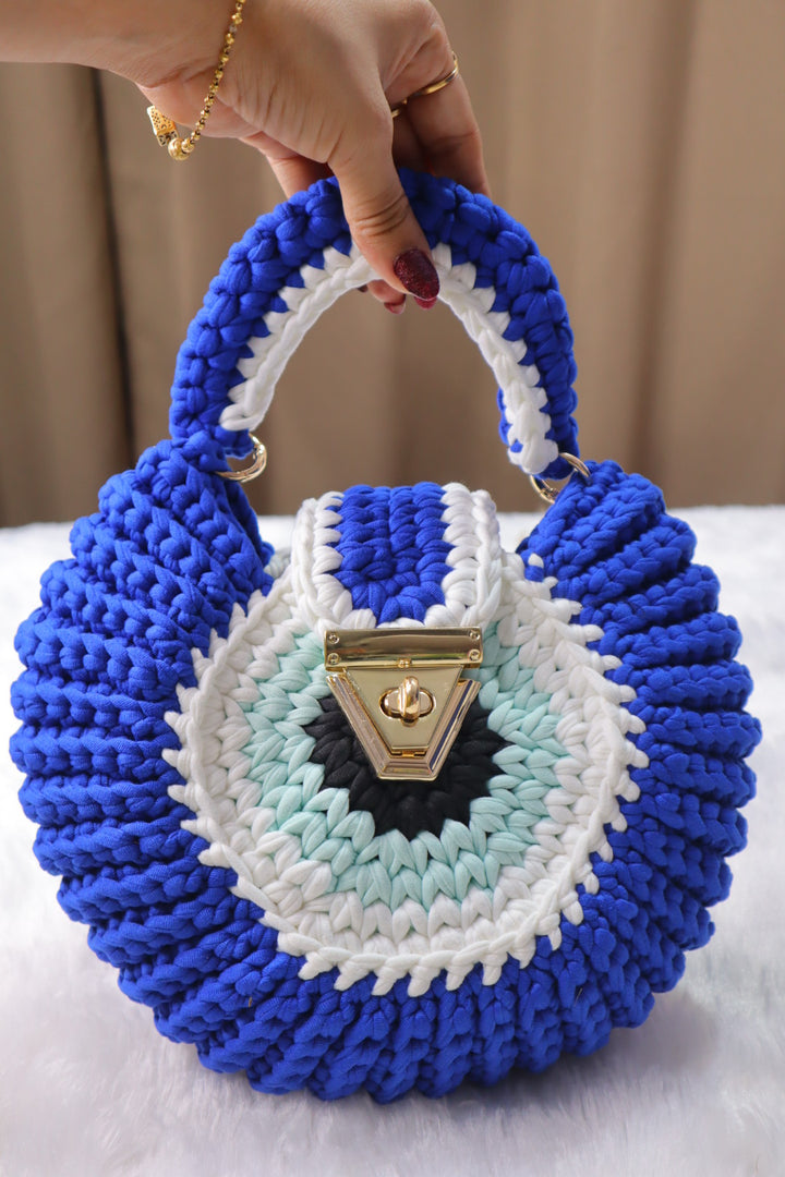 Blue Evil Eye Shell Bag