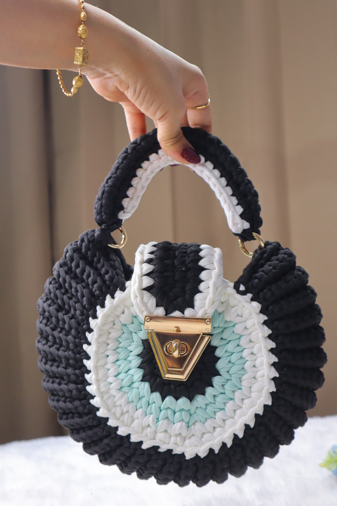 Black Evil Eye Shell Bag