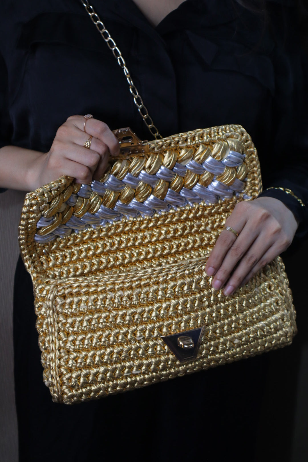 Gold & Silver Grand Crochet Clutch