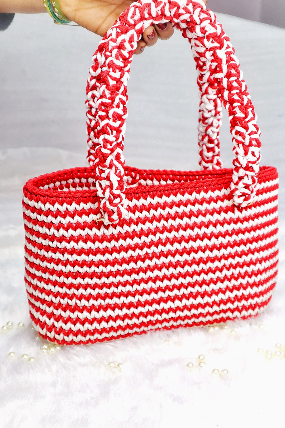 Cherry Candy Stripe Tote Bag