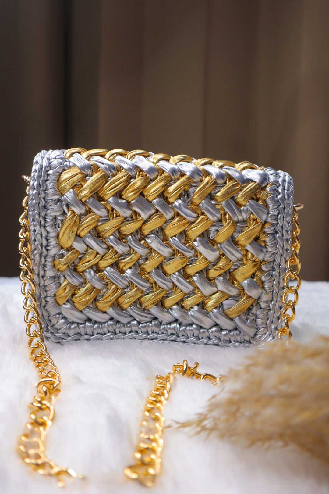 Waffle Silver and Golden Bag