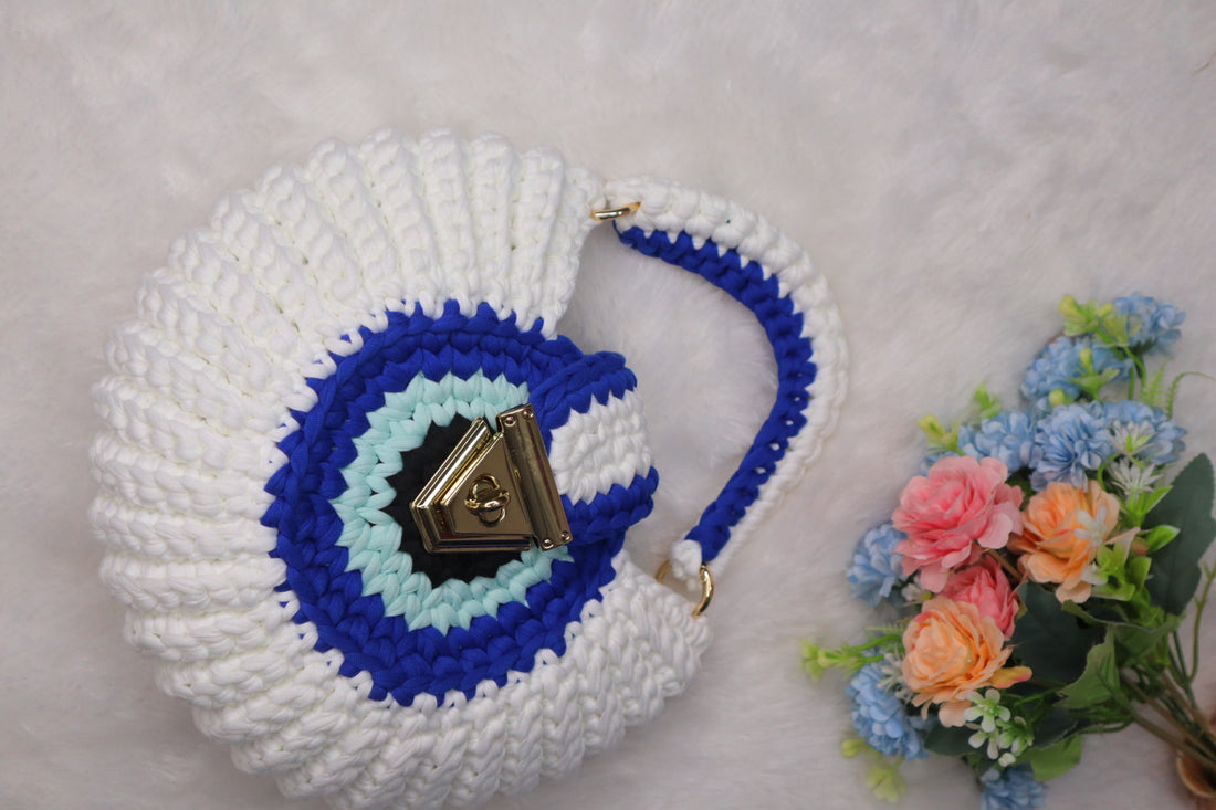 White Evil Eye Shell Bag
