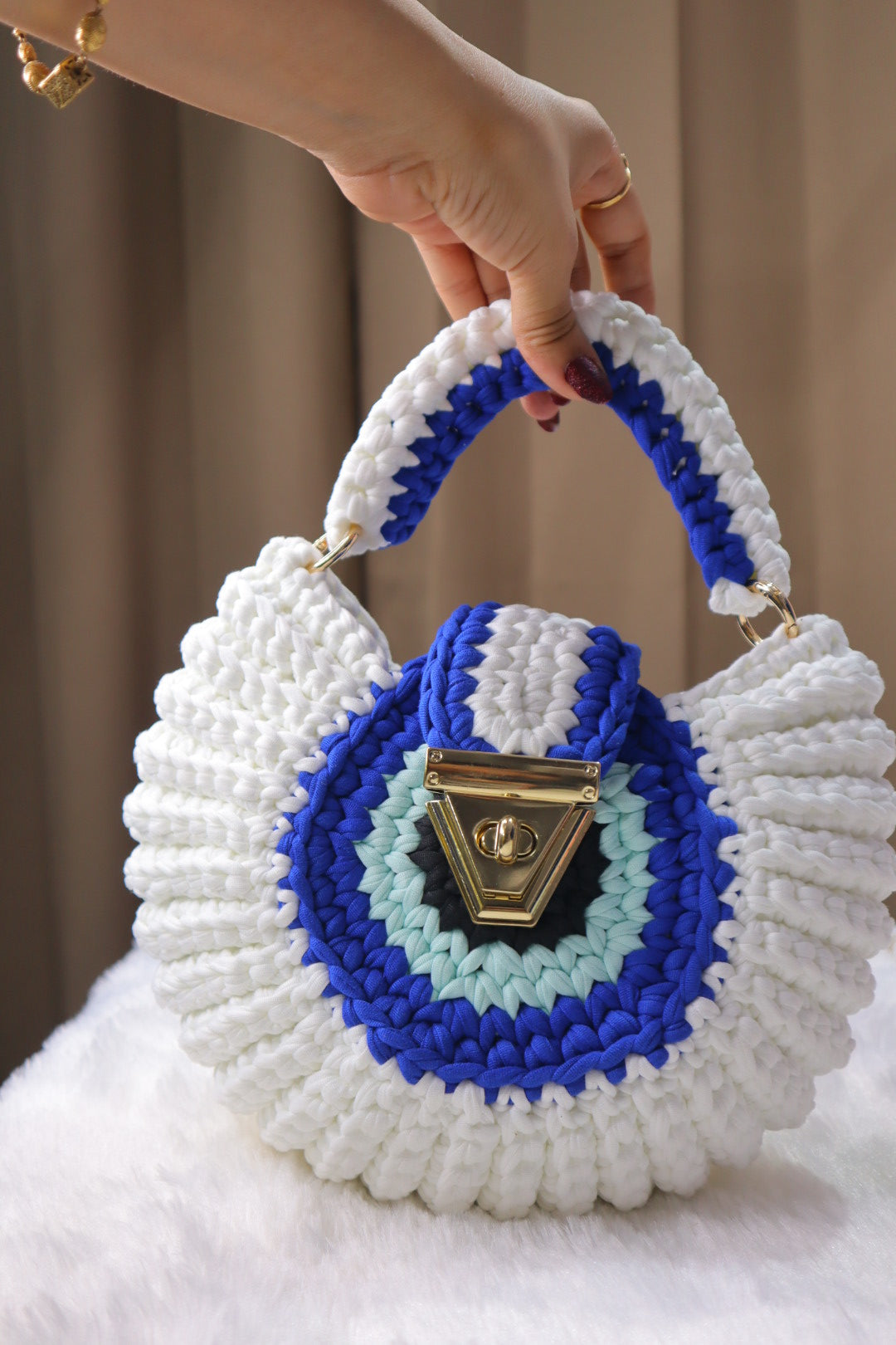 White Evil Eye Shell Bag