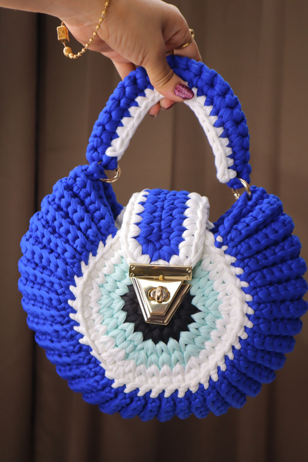 Blue Evil Eye Shell Bag