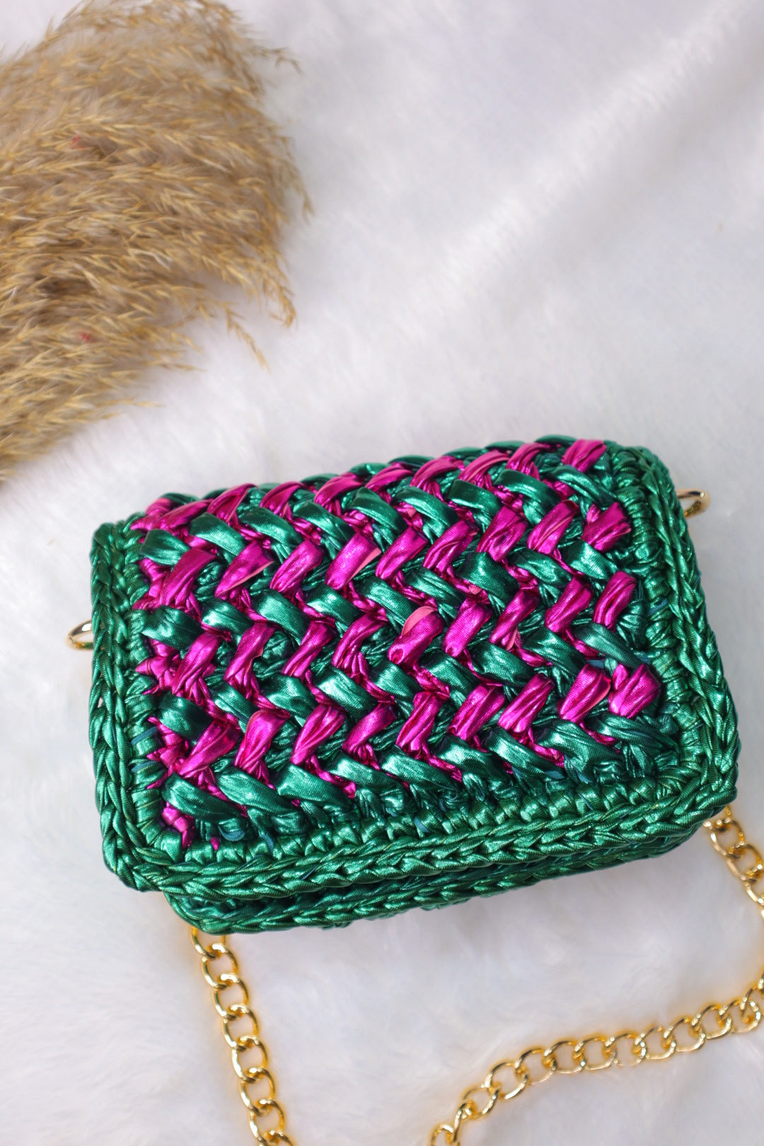 Waffle Green and Pink Bag