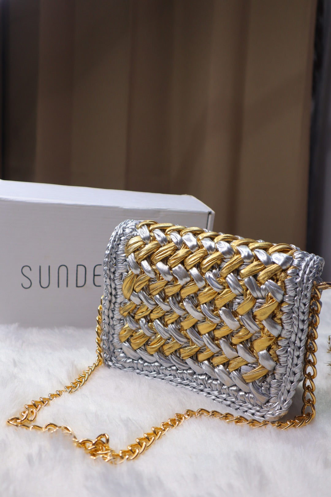 Waffle Silver and Golden Bag