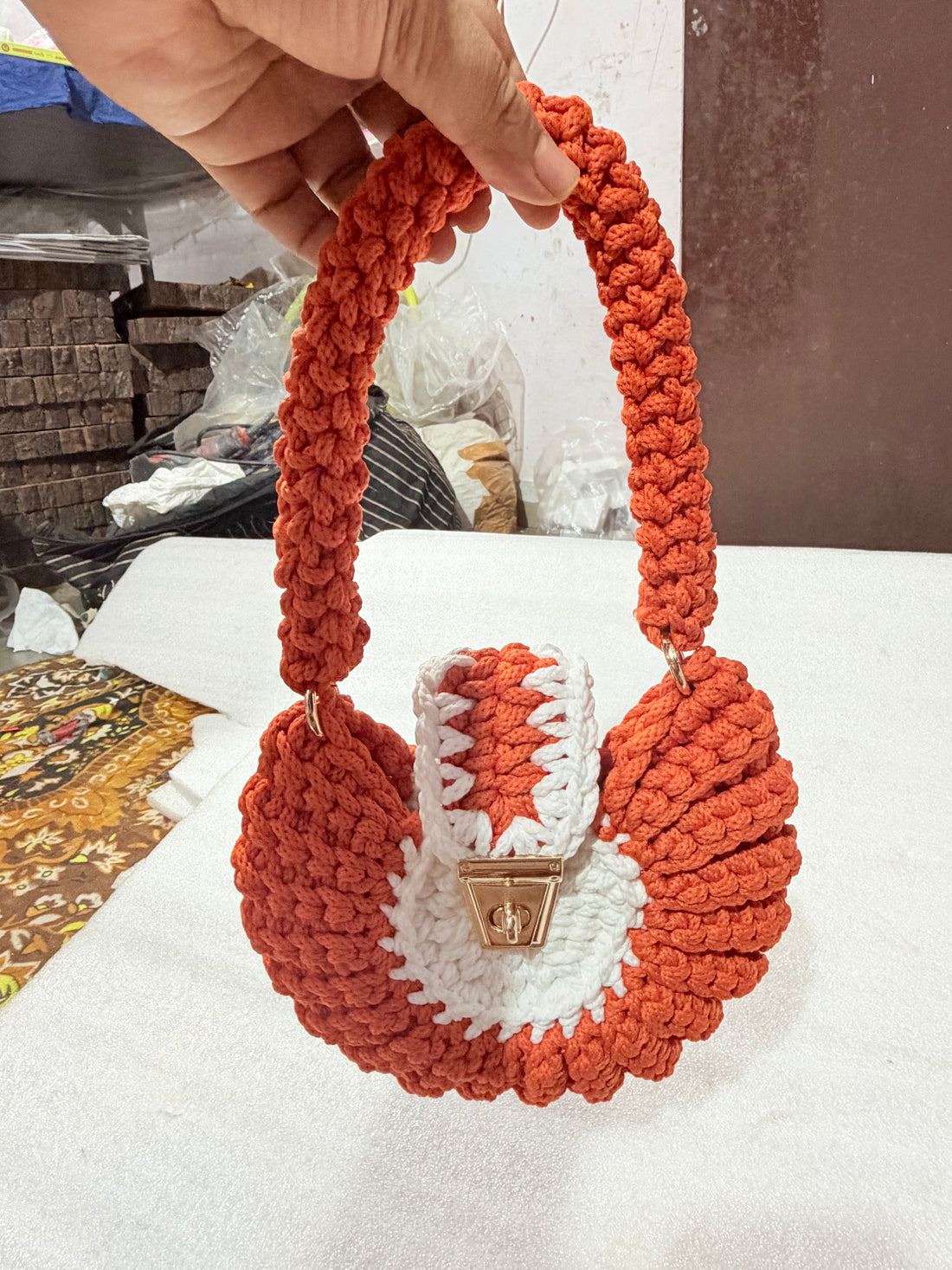 Orange Mini Shell Bag