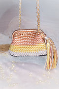 Multi Color Crochet Clutch with Sling and Tassel