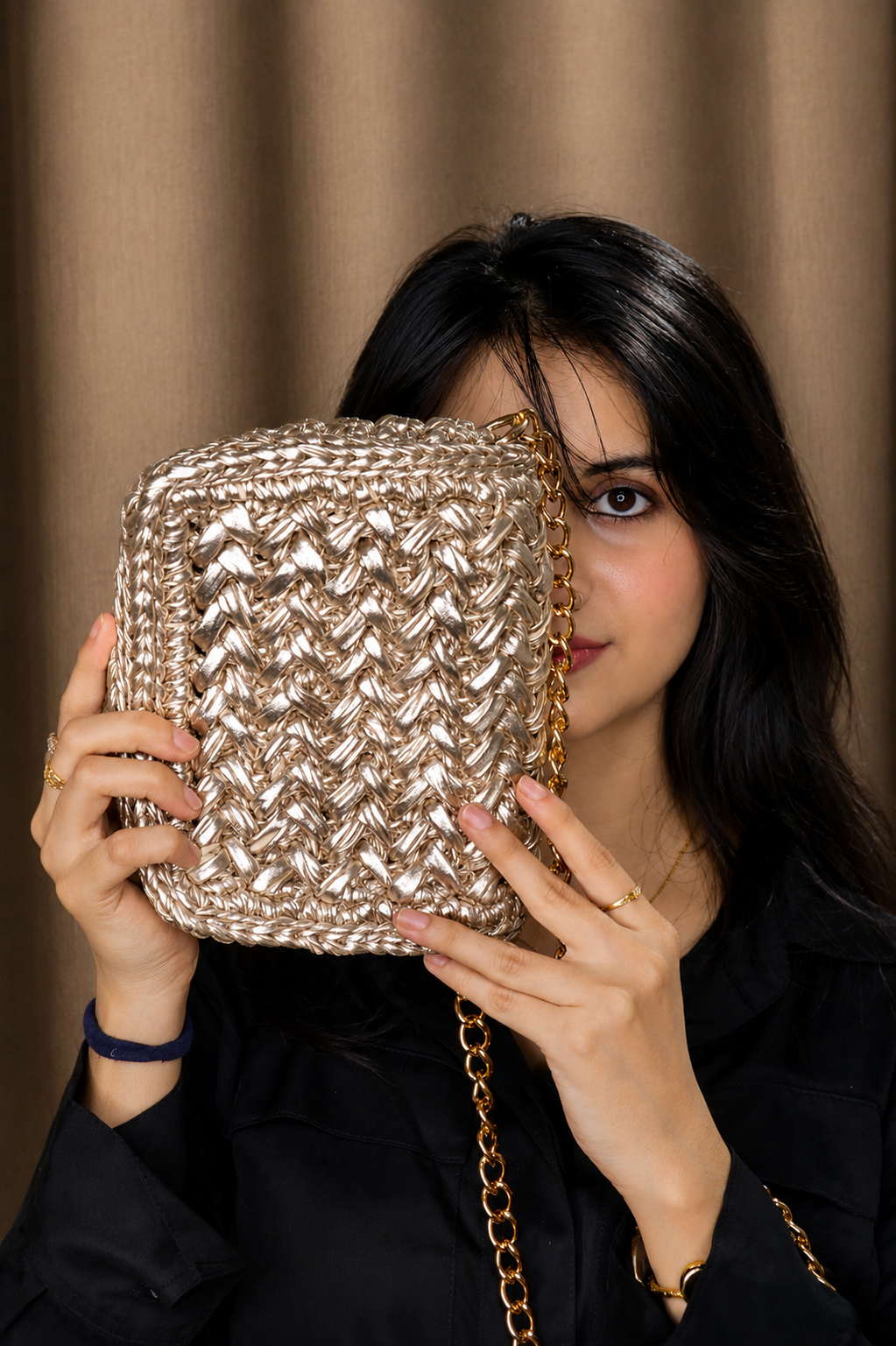 Waffle Champagne Gold Bag
