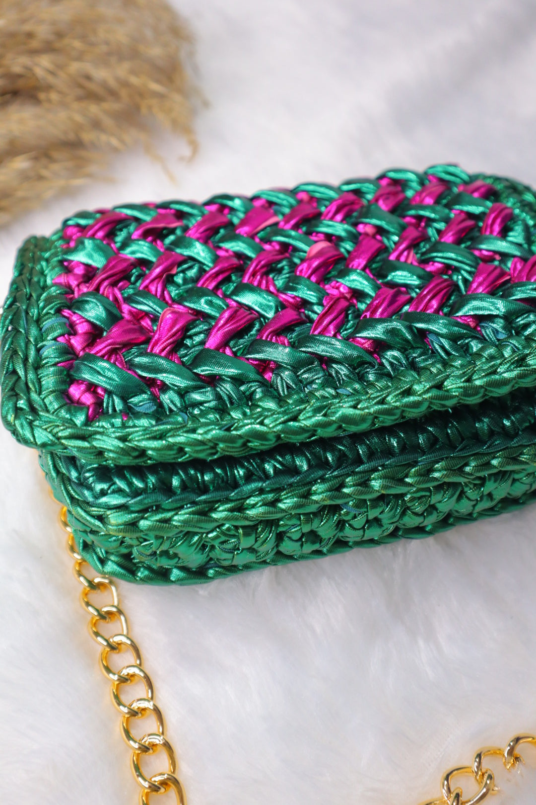 Waffle Green and Pink Bag