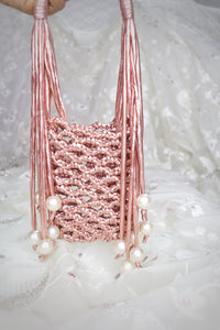 Rose Gold Pearl Fringe Crochet Phone Sling