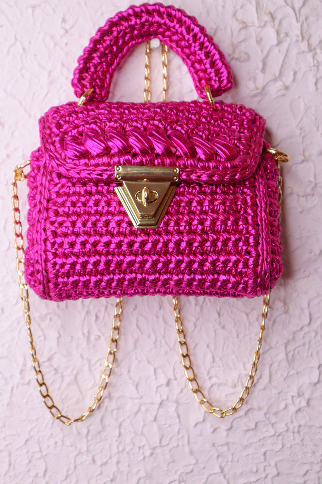 Bold & Beautiful Metallic Pink Crochet Bag