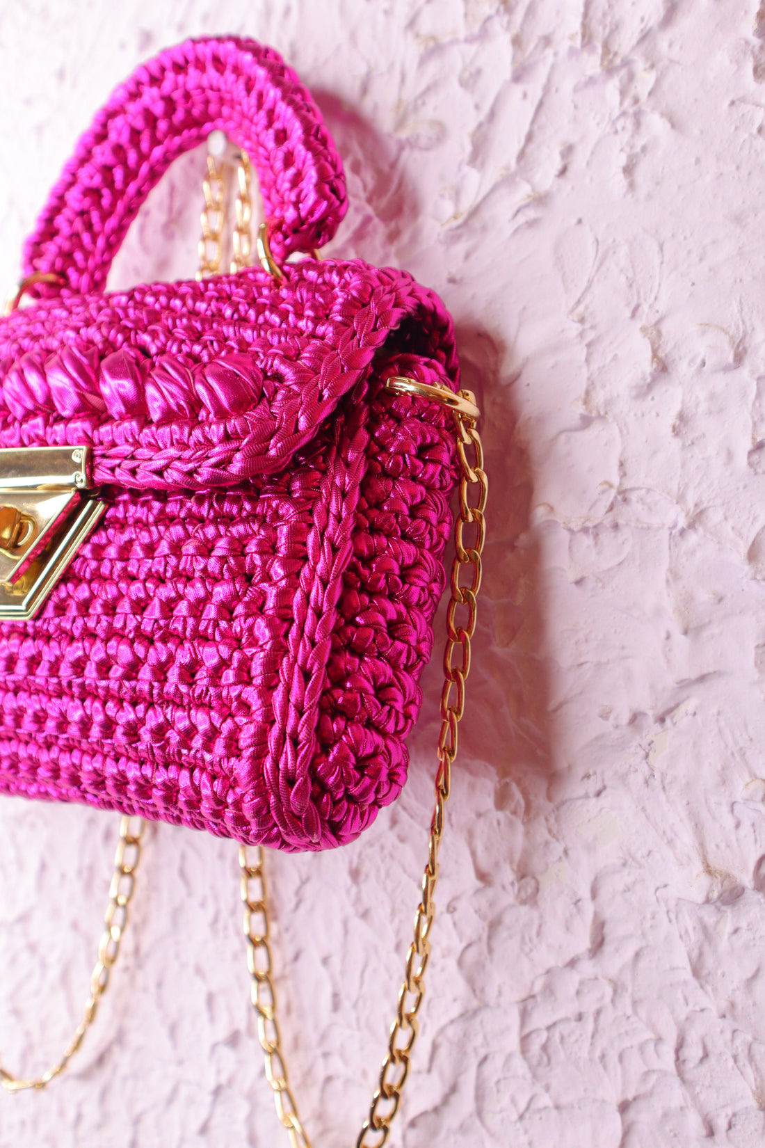 Bold & Beautiful Metallic Pink Crochet Bag