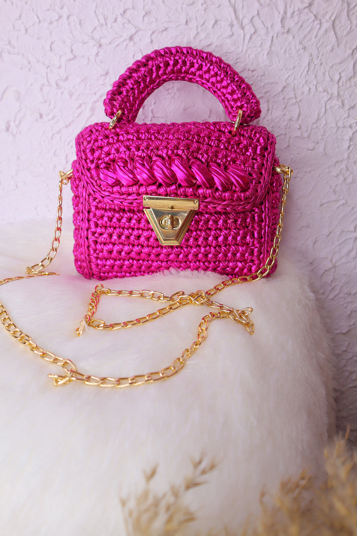 Bold & Beautiful Metallic Pink Crochet Bag