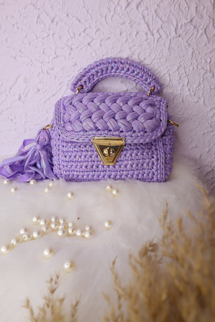 Dreamy Lavender Metallic Crochet Bag