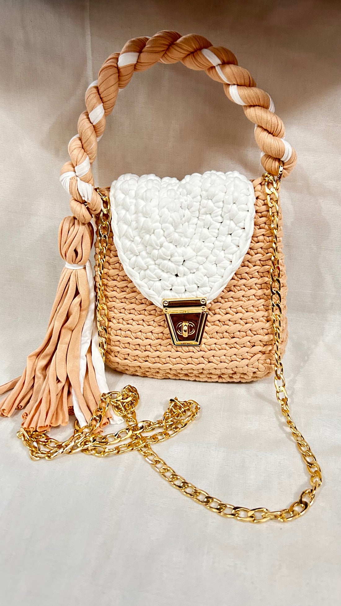 Peach Luxe Crochet Bag