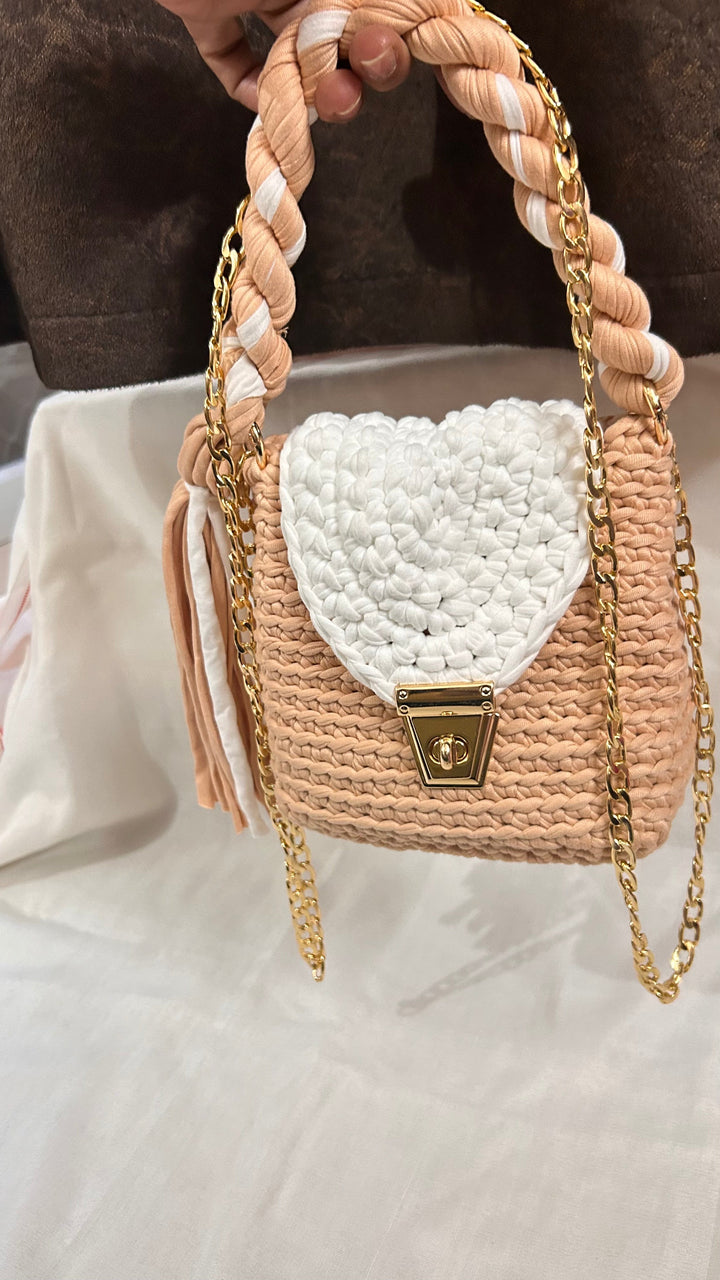 Peach Luxe Crochet Bag