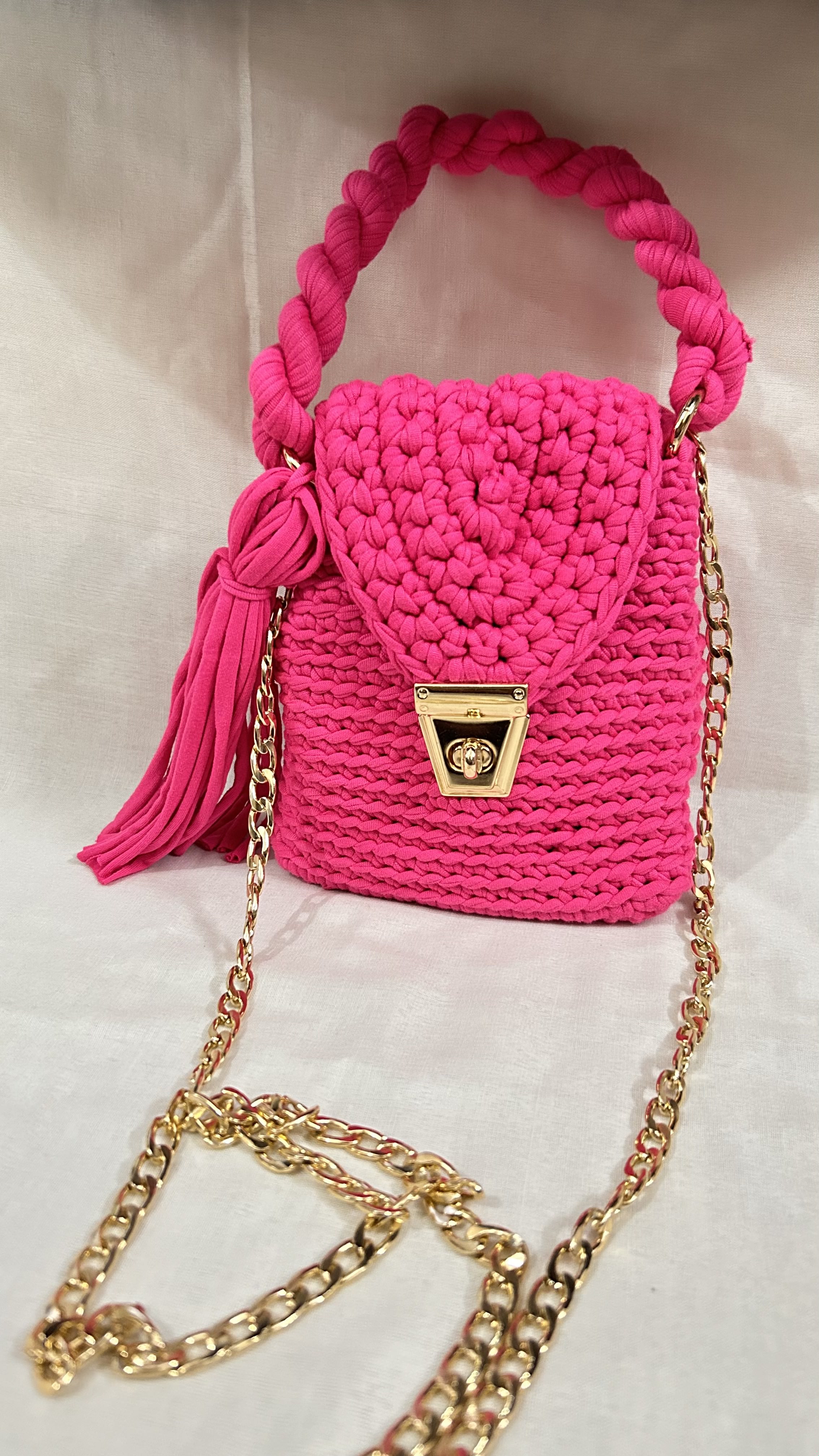 Fuchsia Radiance Crochet Bag