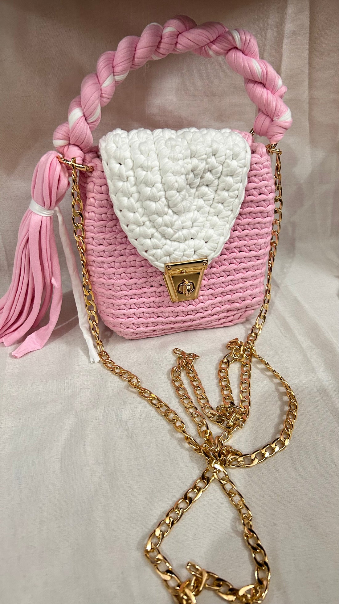 Pastel Pink Crotchet Bag